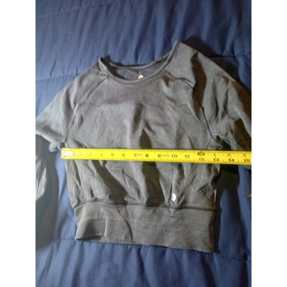 Aura Athletica Black Logo Long Sleeve Crew Neck Crop Top Sweatshirt Womens M/L - Picture 2 of 5